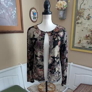 Y2K/2000s MSK Floral Beaded Fringe Cardigan